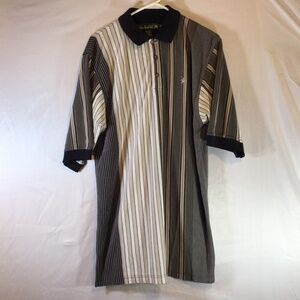 Knights of Round Table Striped Polo Shirt Men L Tall Preppy Classic Golf Casual